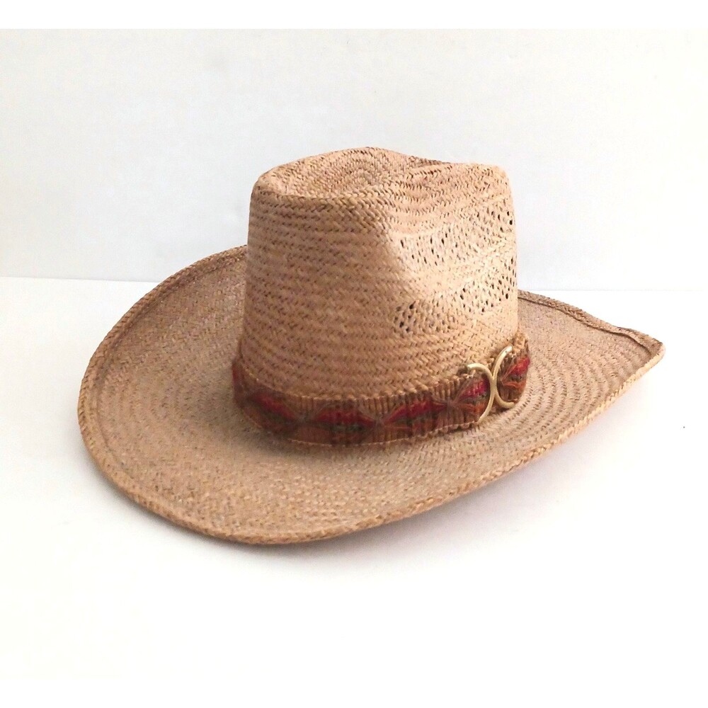 VTG Bailey U-Rollit Western Straw Hat 6" Tall Crown 7  1/4 Med/Lg Unisex